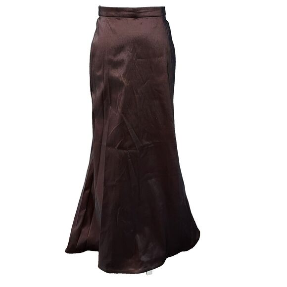 Tadashi Brown Satin Maxi Skirt Womens Size 4 Evening Formal Flare Stretch NWT - Picture 1 of 11